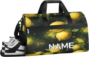 Fruit Lemon Space Sports Gym Bag with Wet Pocket & Shoes Compartment Travel Duffel Bag for Women Men Custom Sports Gym Bag Personalized Overnight Stay Weekend Tote Beach Luggage