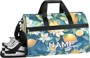 Fruits Lemons Flowers Sports Gym Bag with Wet Pocket & Shoes Compartment Travel Duffel Bag for Women Men Custom Sports Gym Bag Personalized Overnight Stay Weekend Tote Beach Luggage