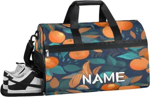 Fruity Orange Print Sports Gym Bag with Wet Pocket & Shoes Compartment Travel Duffel Bag for Women Men Custom Sports Gym Bag Personalized Overnight Stay Weekend Tote Beach Luggage