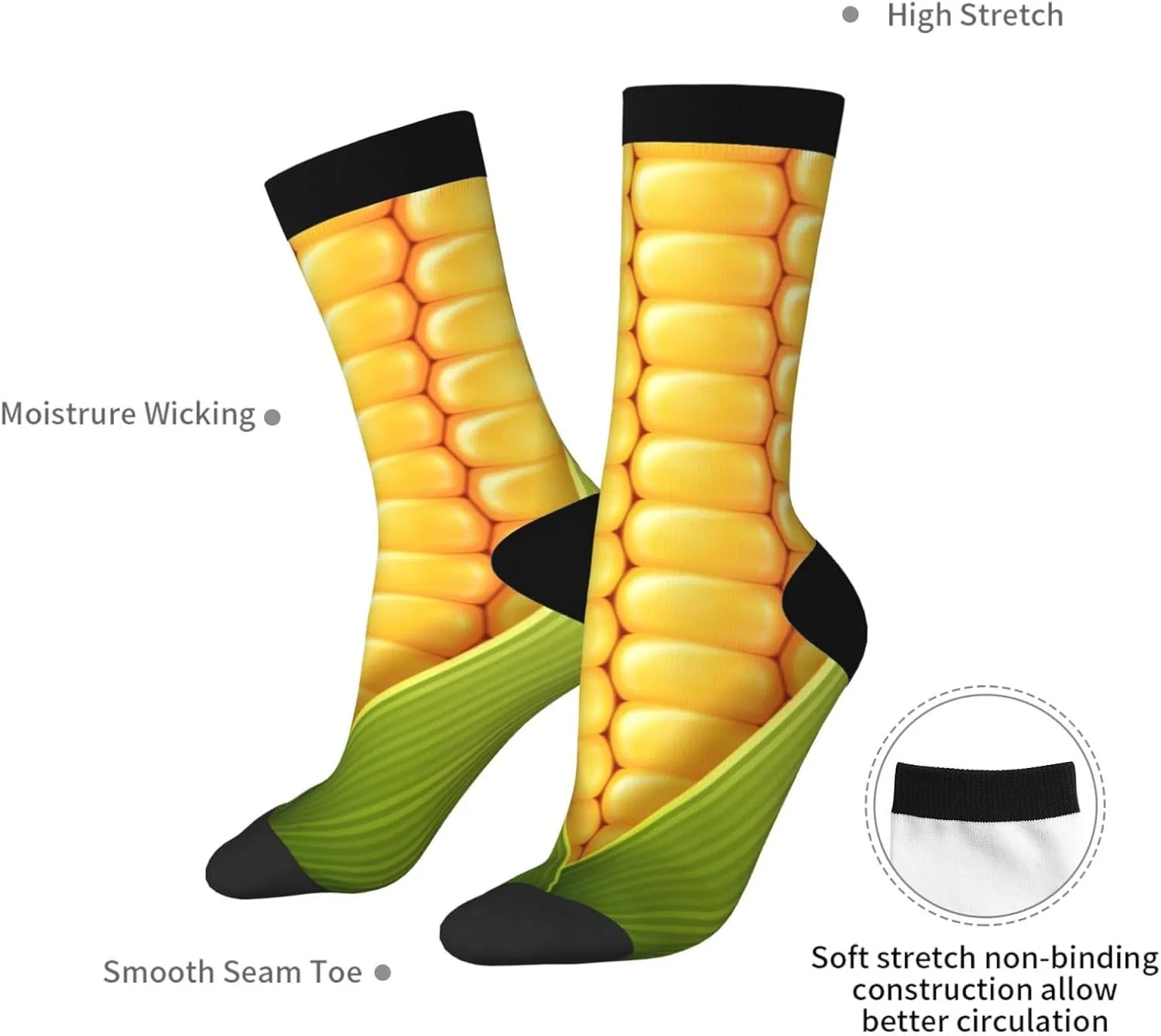 Fun Colorful Novelty Socks, Food Crazy Crew Socks Casual Dress Socks for Men Women Gifts