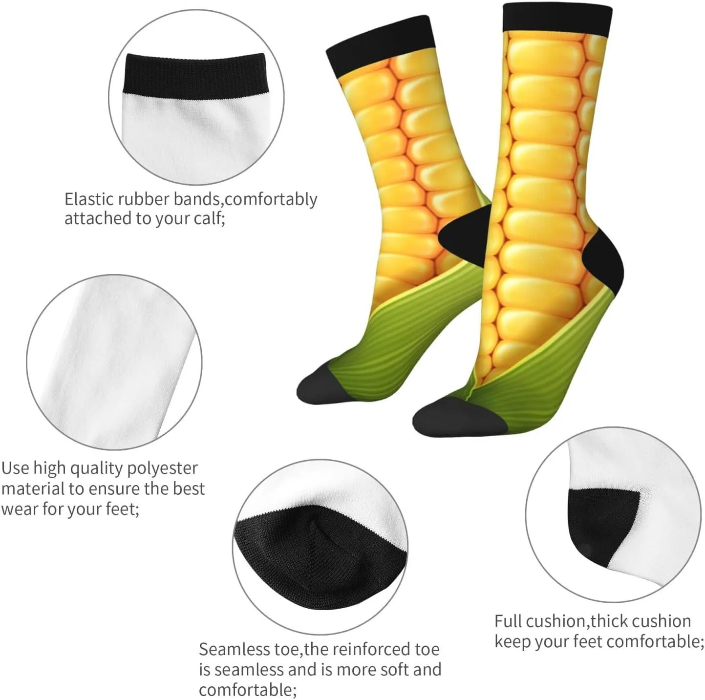 Fun Colorful Novelty Socks, Food Crazy Crew Socks Casual Dress Socks for Men Women Gifts