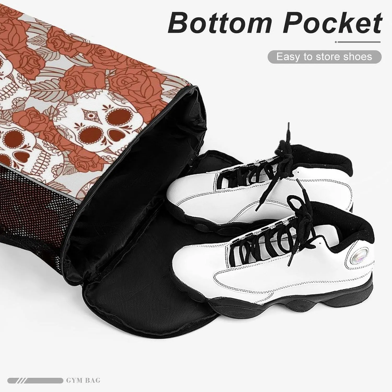 Funny Drawstring Backpack Lightweight Cinch Bag Compatible with Skulls Gym Sack String Bag with Waterproof Compartment for Men Women Outdoor Sport Cycling Hiking