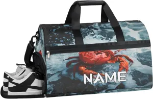 Funny Rose Crab Ocean Sports Gym Bag with Wet Pocket & Shoes Compartment Travel Duffel Bag for Women Men Custom Sports Gym Bag Personalized Overnight Stay Weekend Tote Beach Luggage