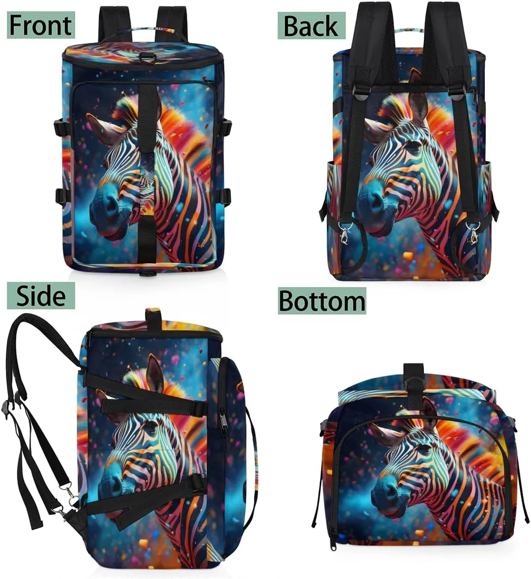 Funny Zebra Travel Backpack Carry On Flight Approved for Men Women, Lightweight Large Luggage Weekender Casual Daypack Backpacks for Traveling Airplane