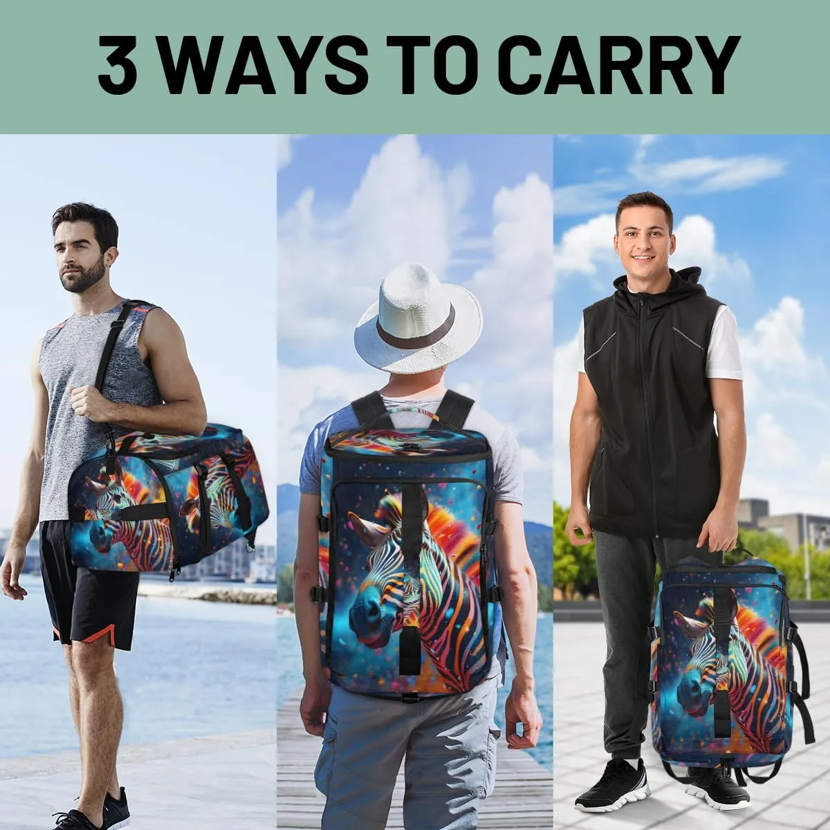 Funny Zebra Travel Backpack Carry On Flight Approved for Men Women, Lightweight Large Luggage Weekender Casual Daypack Backpacks for Traveling Airplane
