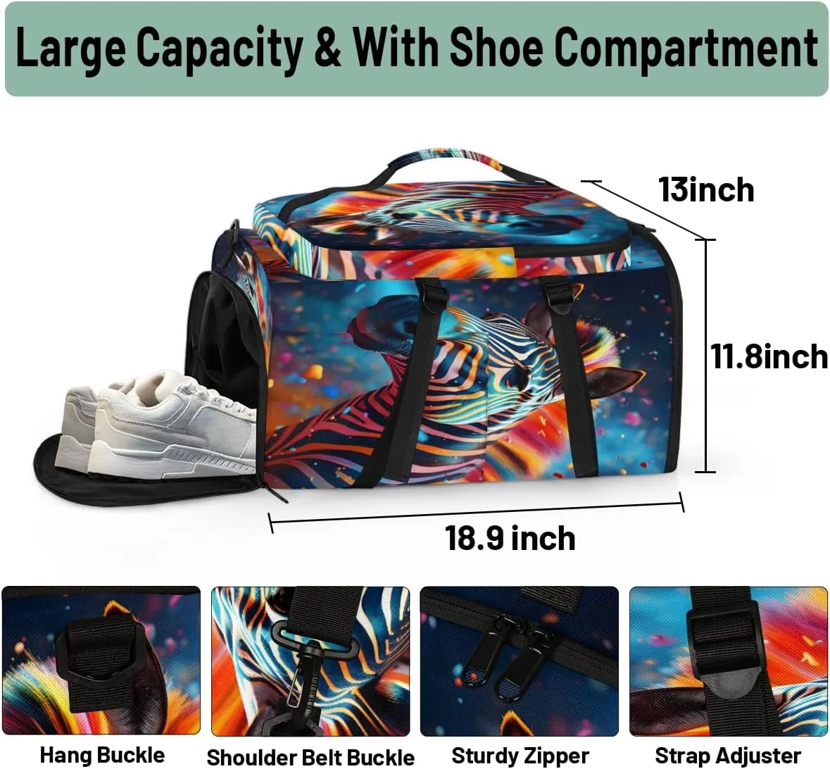 Funny Zebra Travel Backpack Carry On Flight Approved for Men Women, Lightweight Large Luggage Weekender Casual Daypack Backpacks for Traveling Airplane
