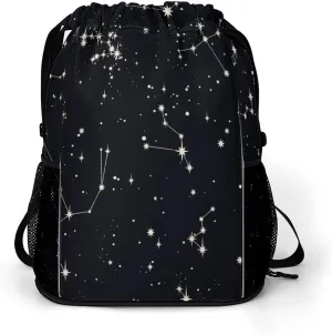 Galaxy Black Star Sports Backpack with Large Mouth Design And Dry Wet Separation for Unisex