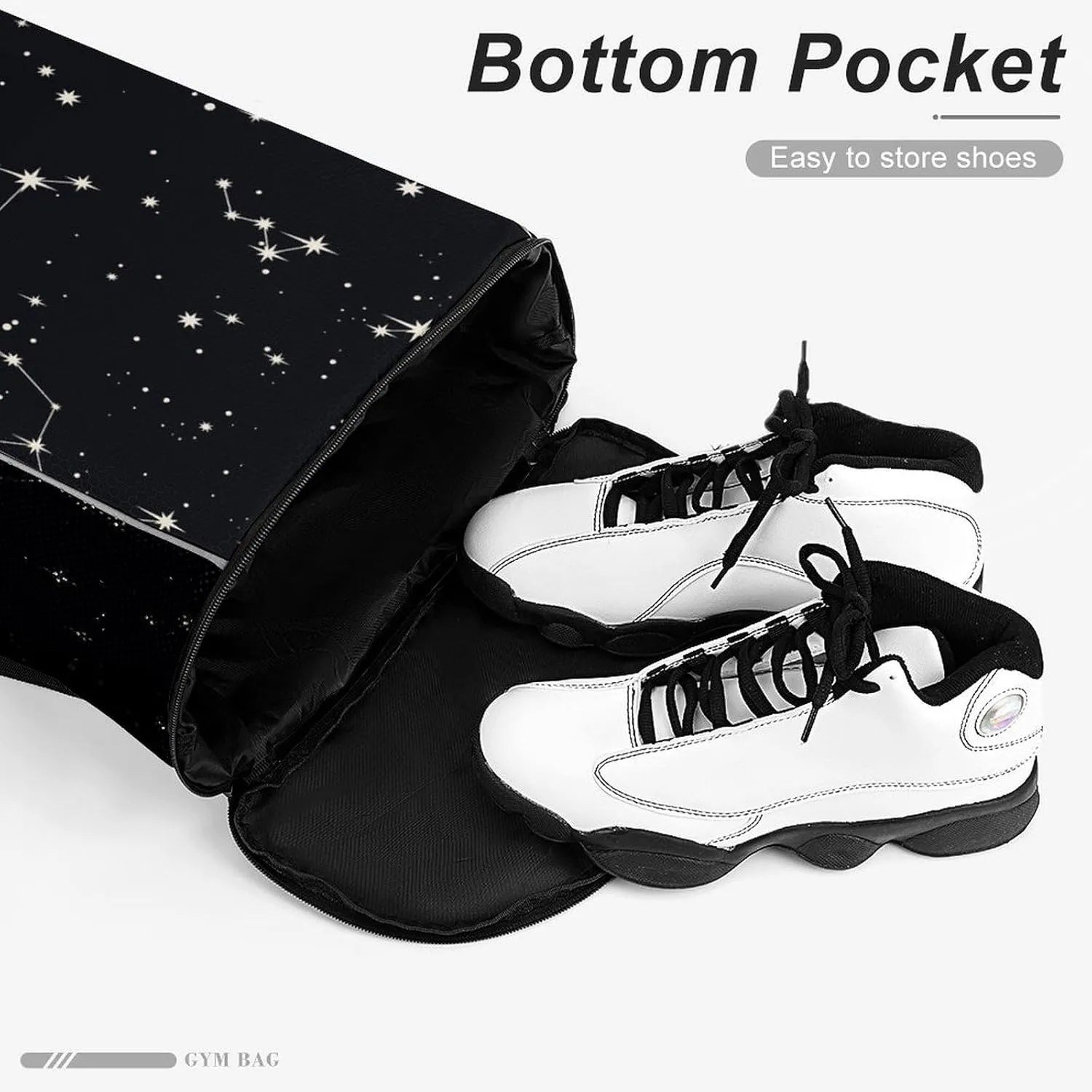 Galaxy Black Star Sports Backpack with Large Mouth Design And Dry Wet Separation for Unisex