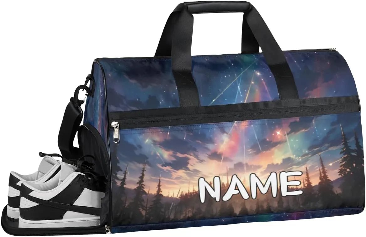Galaxy Colorful Print Sports Gym Bag with Wet Pocket & Shoes Compartment Travel Duffel Bag for Women Men Custom Sports Gym Bag Personalized Overnight Stay Weekend Tote Beach Luggage
