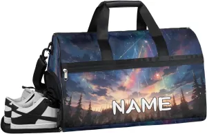 Galaxy Colorful Print Sports Gym Bag with Wet Pocket & Shoes Compartment Travel Duffel Bag for Women Men Custom Sports Gym Bag Personalized Overnight Stay Weekend Tote Beach Luggage