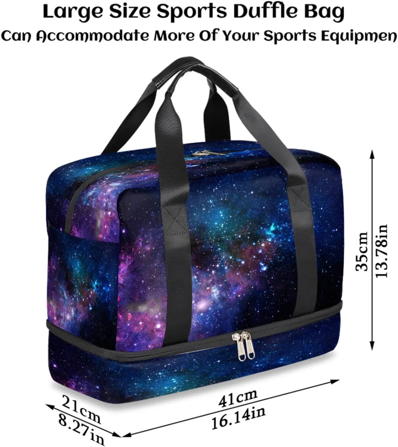 Galaxy Nebula Sports Gym Bag with Shoes Compartment,Universe Outer Space Stars Travel Duffel Bag for Men Women Boys Girls Teens Overnight Weekend Yoga Workout Bag Training Handbag