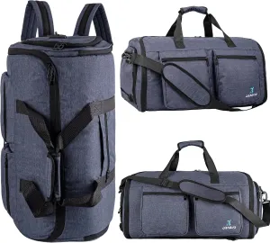 Garment Bag, Carry on Garment Duffel Bag for Travel with Double Back Strap and Detachable Shoulder 2 in 1 Hanging Suitcase Suit Bag (Snow Black)