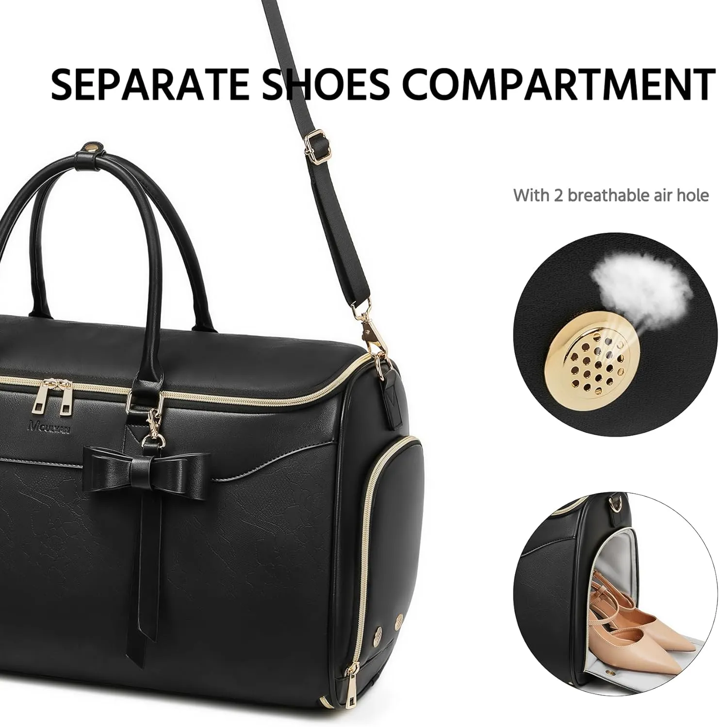 Garment Bags for Travel,Leather Convertible Garment Duffle Bag with Toiletry,Waterproof Carry On Garment Bag with Shoe Compartment,2 in 1 Suit Travel Bag for Women Weekender 3pcs Set