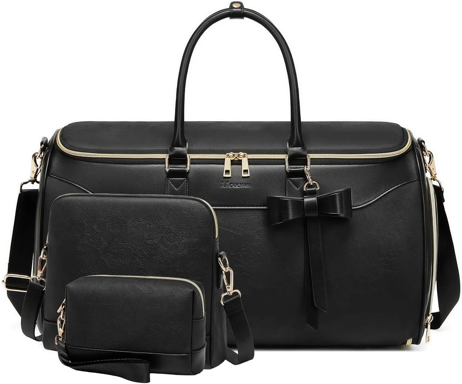 Garment Bags for Travel,Leather Convertible Garment Duffle Bag with Toiletry,Waterproof Carry On Garment Bag with Shoe Compartment,2 in 1 Suit Travel Bag for Women Weekender 3pcs Set