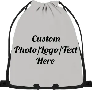 Generic Custom Drawstring Bags With Logo Cinch Bags Drawstring Sack Backpack Personalized for Gym, Camping, Beach, Outdoor Sports (Grey)