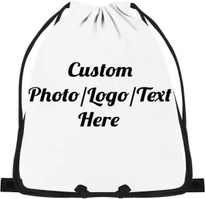 Generic Custom Drawstring Bags With Logo Cinch Bags Drawstring Sack Backpack Personalized for Gym, Camping, Beach, Outdoor Sports (White)