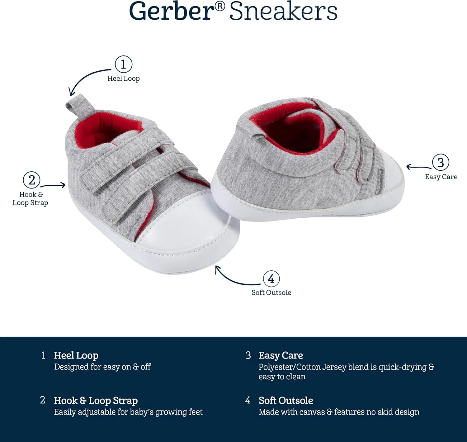 Gerber Unisex-Child Sneakers Crib Shoes Newborn Infant Toddler Neutral Boy Girl First Walker