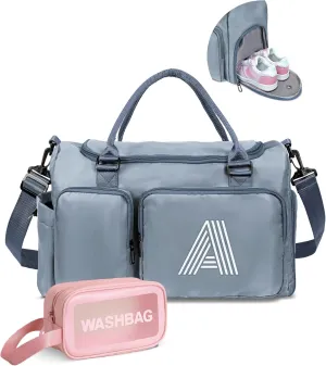 Girls Gift for 8-12, Initial Gym Bag for Girls, Kids Travel Duffel Bag, Sports Bag, Personalized Weekender Bag with Shoes Compartment, Girls Gifts for Kids 10-12