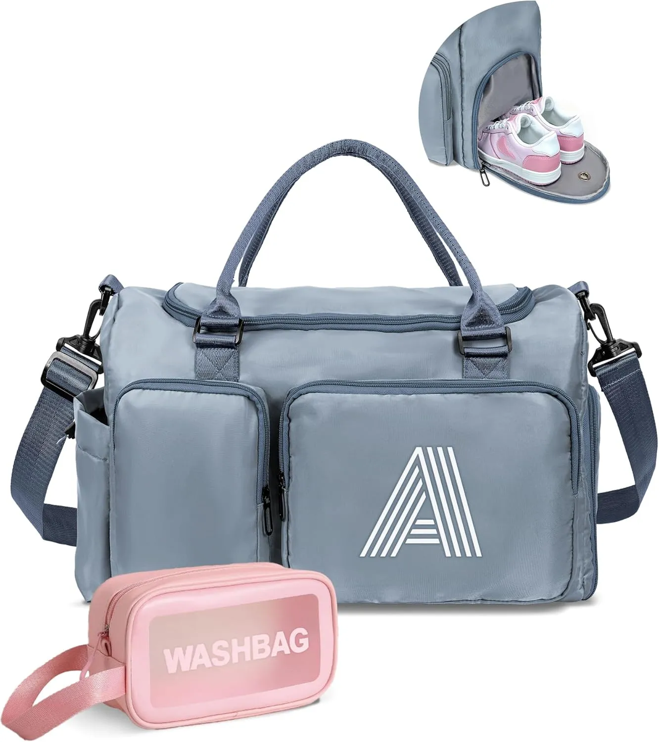 Girls Gift for 8-12, Initial Gym Bag for Girls, Kids Travel Duffel Bag, Sports Bag, Personalized Weekender Bag with Shoes Compartment, Girls Gifts for Kids 10-12