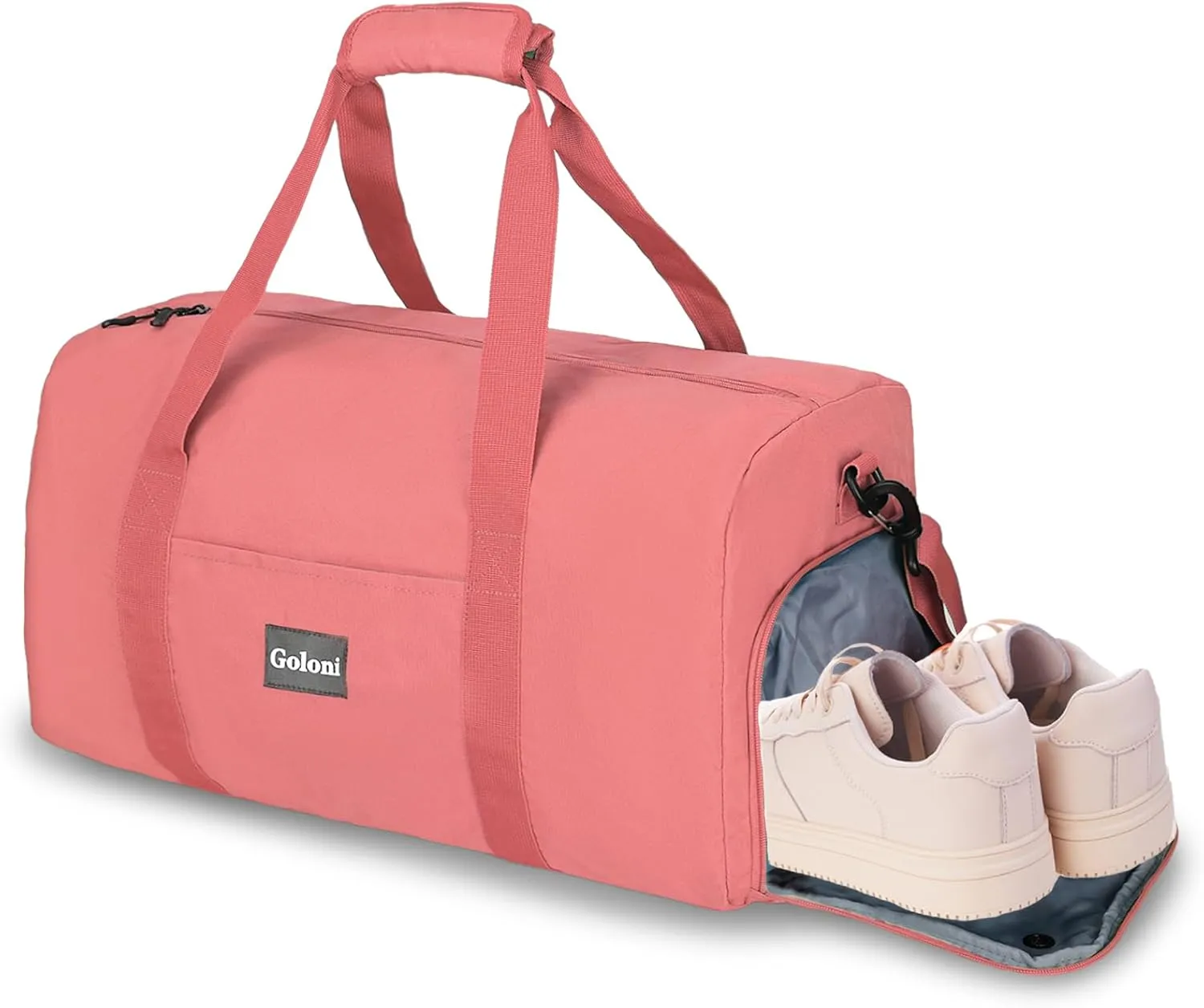 Goloni 22" Women's Large Duffel/Weekender Bag With Shoes Compartment For Travel Bags For Gym Workout Garment Luggage Overnight Bags, Pink, Sport Fashion Duffel Travel Gym Bag