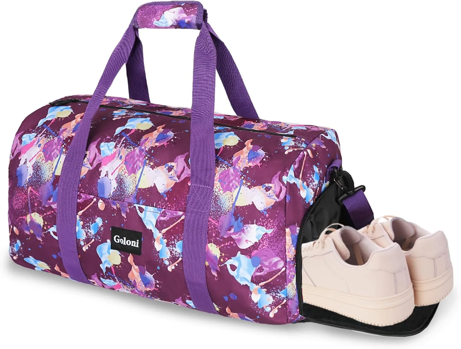 Goloni Travel Duffel Bag, Weekender Bag for Women with Shoes Compartment & Wet Pocket, Carry On Overnight Bag, Hospital Bags for Labor and Delivery, A-Purple Ice Cream