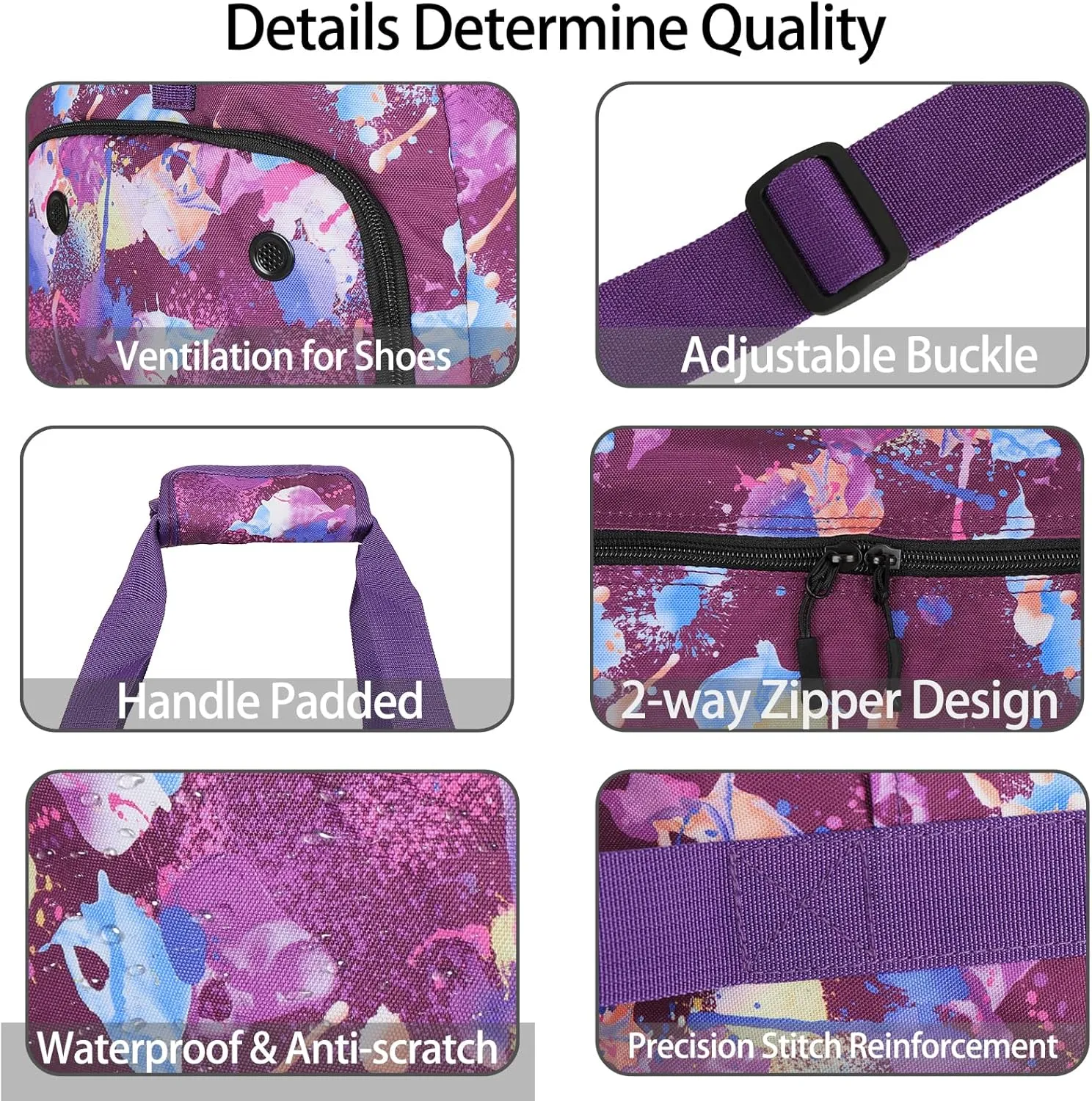 Goloni Travel Duffel Bag, Weekender Bag for Women with Shoes Compartment & Wet Pocket, Carry On Overnight Bag, Hospital Bags for Labor and Delivery, A-Purple Ice Cream