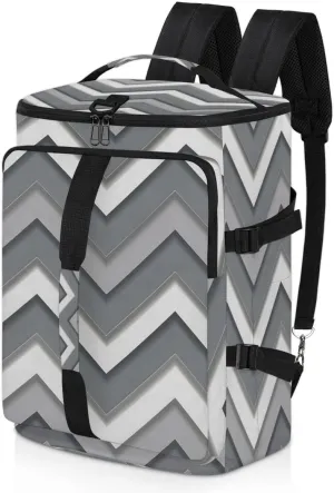 Grey Modern Stripes Travel Backpack Carry On Flight Approved for Men Women, Lightweight Large Luggage Weekender Casual Daypack Backpacks for Traveling Airplane