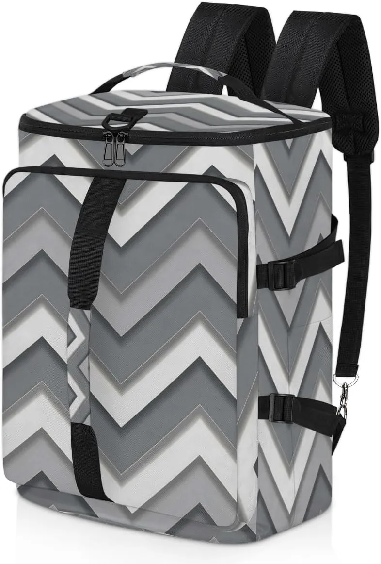 Grey Modern Stripes Travel Backpack Carry On Flight Approved for Men Women, Lightweight Large Luggage Weekender Casual Daypack Backpacks for Traveling Airplane