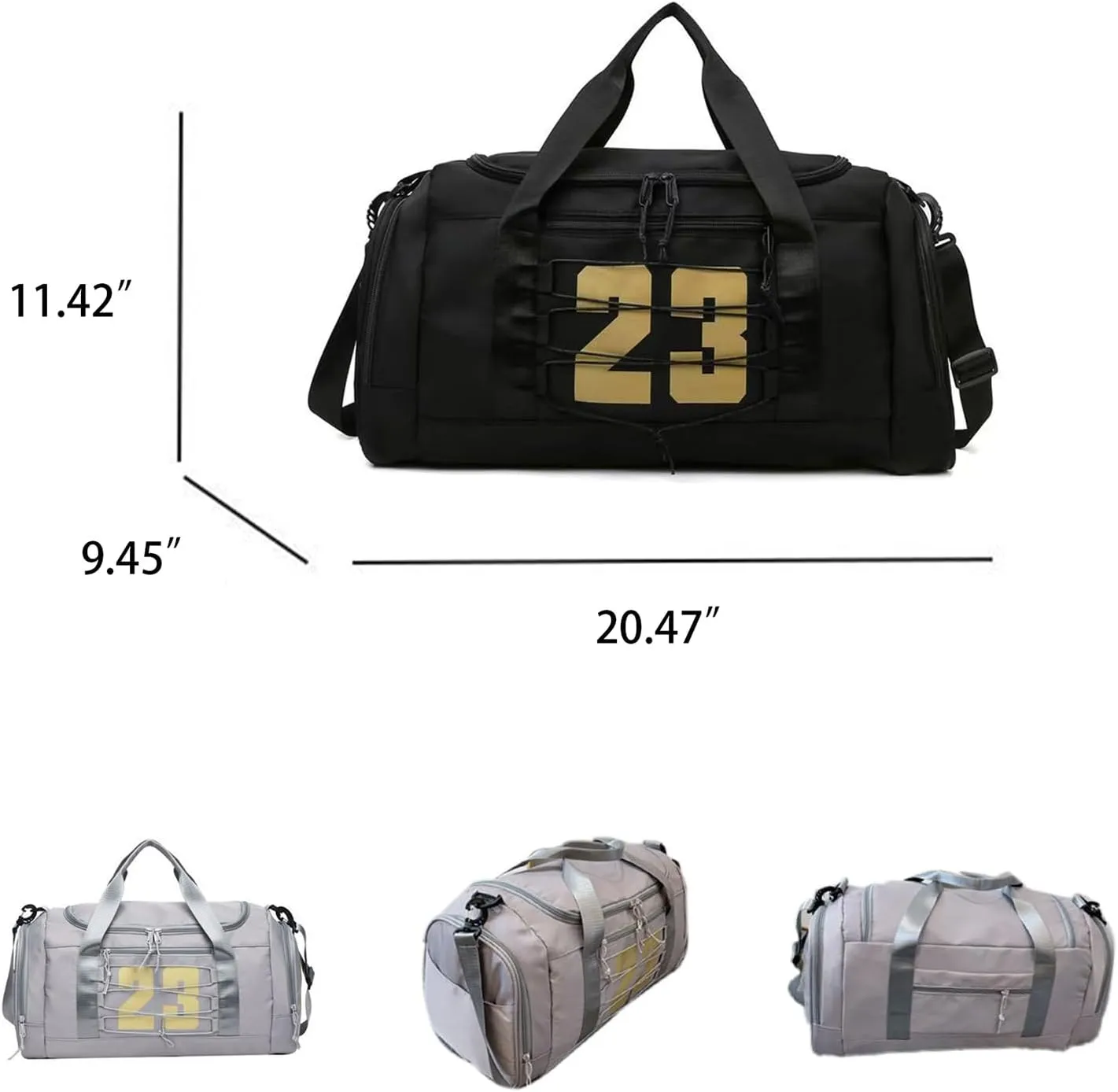 Gym Bag for Women, Personal Item Travel Bag with Shoes Compartment, Weekender Overnight Duffel Bag with Wet Pocket, Carry On Bag for Women, Travel, Gym, Weekend (Black)