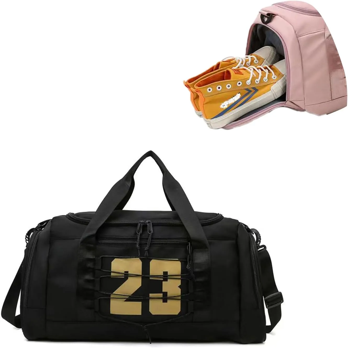 Gym Bag for Women, Personal Item Travel Bag with Shoes Compartment, Weekender Overnight Duffel Bag with Wet Pocket, Carry On Bag for Women, Travel, Gym, Weekend (Black)