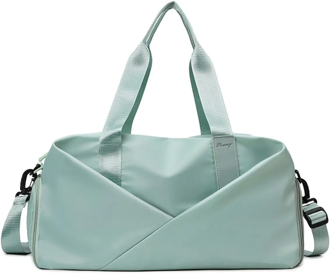 Gym Bag for Women,Sports Travel Duffel Bag, Weekender Overnight Bag with Wet Pocket and Shoes Compartment for Women, Travel,Workout,Gym, Yoga zmn&8625-1 (Green)