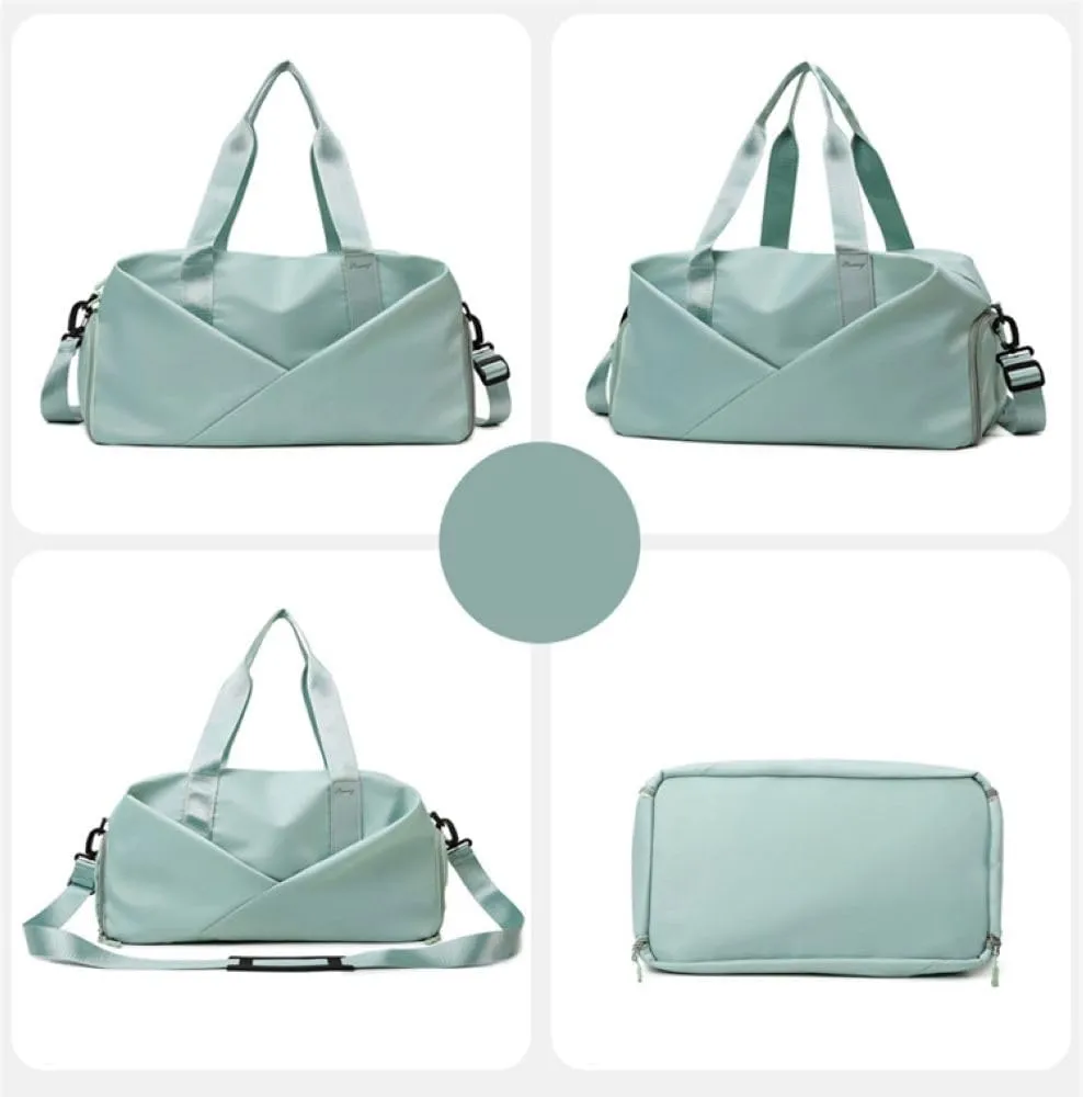 Gym Bag for Women,Sports Travel Duffel Bag, Weekender Overnight Bag with Wet Pocket and Shoes Compartment for Women, Travel,Workout,Gym, Yoga zmn&8625-1 (Green)