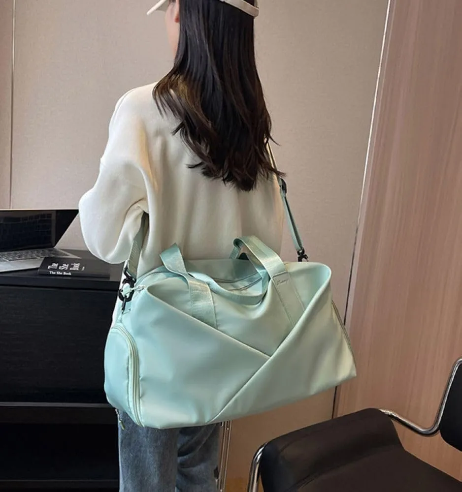Gym Bag for Women,Sports Travel Duffel Bag, Weekender Overnight Bag with Wet Pocket and Shoes Compartment for Women, Travel,Workout,Gym, Yoga zmn&8625-1 (Green)
