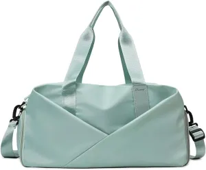 Gym Bag for Women,Sports Travel Duffel Bag, Weekender Overnight Bag with Wet Pocket and Shoes Compartment for Women, Travel,Workout,Gym, Yoga zmn&8625-1 (Green)