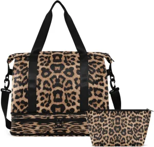 Gym Bag Sports Travel Duffel Bag Weekender Overnight Bag with Wet Pocket Shoes Compartment and Toiletry Bag Leopard Print Cheetah Pink for Travel, Business,Gym, Yoga, School, pattern 3