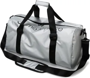 Gym Duffle Bag for Men Women with Shoe and Wet Compartment Sport Workout Waterproof Bags Large for Fitness Yoga Swimming Traveling Duffel, Silver, With Shoe and Wet Compartment