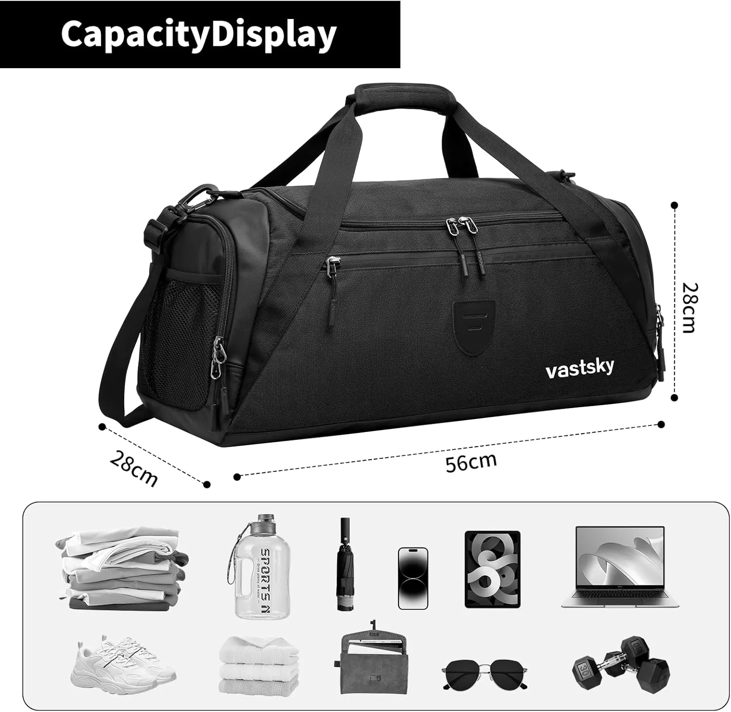 Gym Duffle Bags for men and women, large duffle bag for Travel, Weekend Overnight bag with shoe compartment & wet pocket, water resistant sports duffle bag gymbag