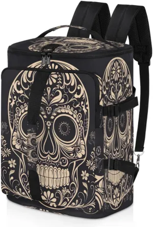 Halloween Sugar Skull Travel Backpack Carry On Flight Approved for Men Women, Lightweight Large Luggage Weekender Casual Daypack Backpacks for Traveling Airplane