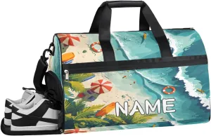 Hawaii Beach Summer Sports Gym Bag with Wet Pocket & Shoes Compartment Travel Duffel Bag for Women Men Custom Sports Gym Bag Personalized Overnight Stay Weekend Tote Beach Luggage