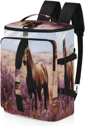 Horse Lavender Travel Backpack Carry On Flight Approved for Men Women, Lightweight Large Luggage Weekender Casual Daypack Backpacks for Traveling Airplane