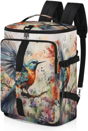 Hummingbird Flower Travel Backpack Carry On Flight Approved for Men Women, Lightweight Large Luggage Weekender Casual Daypack Backpacks for Traveling Airplane