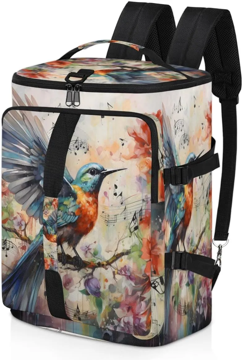 Hummingbird Flower Travel Backpack Carry On Flight Approved for Men Women, Lightweight Large Luggage Weekender Casual Daypack Backpacks for Traveling Airplane