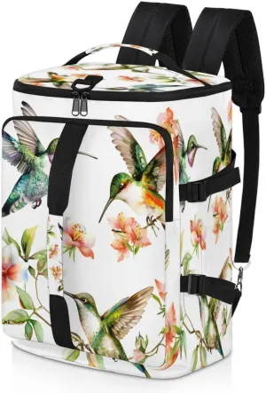 Hummingbird Fower Bird Travel Backpack Carry On Flight Approved for Men Women, Lightweight Large Luggage Weekender Casual Daypack Backpacks for Traveling Airplane