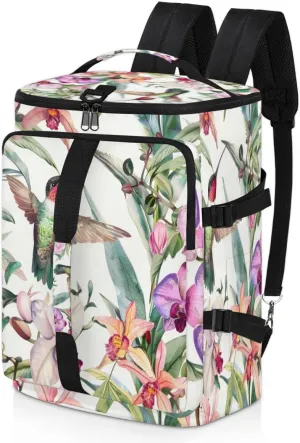 Hummingbird Hibiscus Flower Travel Backpack Carry On Flight Approved for Men Women, Lightweight Large Luggage Weekender Casual Daypack Backpacks for Traveling Airplane