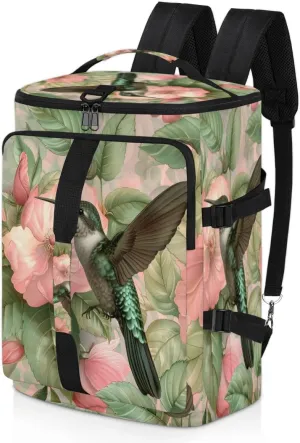 Hummingbird Spring Floral Travel Backpack Carry On Flight Approved for Men Women, Lightweight Large Luggage Weekender Casual Daypack Backpacks for Traveling Airplane