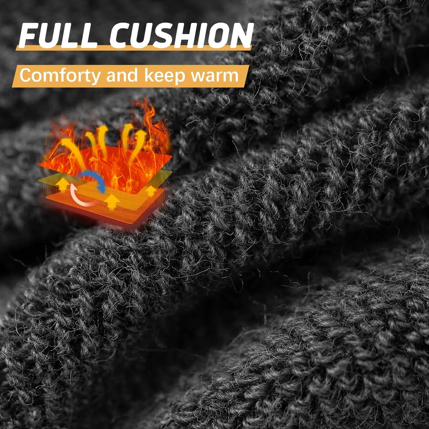 Iseasoo Warm Thick Knee High Socks for Men, 4 Pairs Cotton Toe Tall Cushioned Long Socks for Hiking,Work,Winter,Gifts