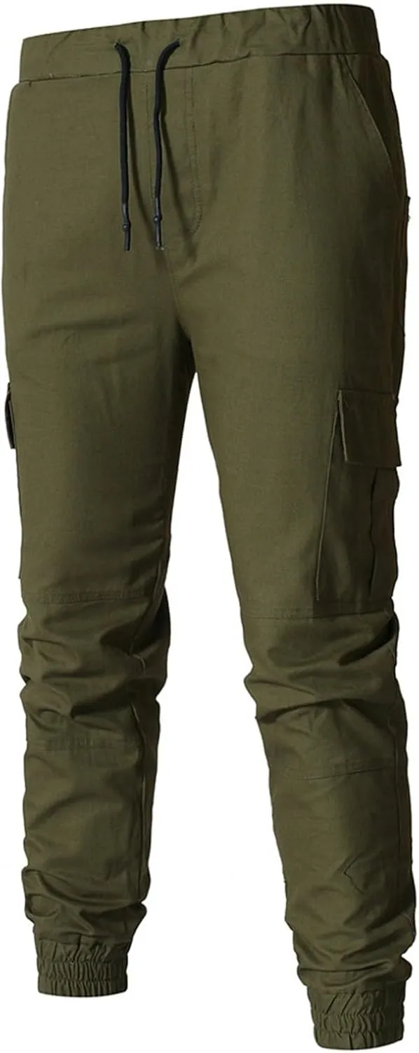 Joggers for Men Drawstring Elastic Waist Plaid Casual Pants 2023 Fall Winter Stretch Slim Fit Chinos Sweatpants with Pockets