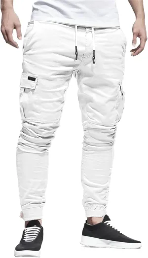 Joggers for Men Drawstring Elastic Waist Plaid Casual Pants 2023 Fall Winter Stretch Slim Fit Chinos Sweatpants with Pockets