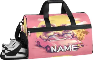 Kaola Car Sunset Summer Sports Gym Bag with Wet Pocket & Shoes Compartment Travel Duffel Bag for Women Men Custom Sports Gym Bag Personalized Overnight Stay Weekend Tote Beach Luggage