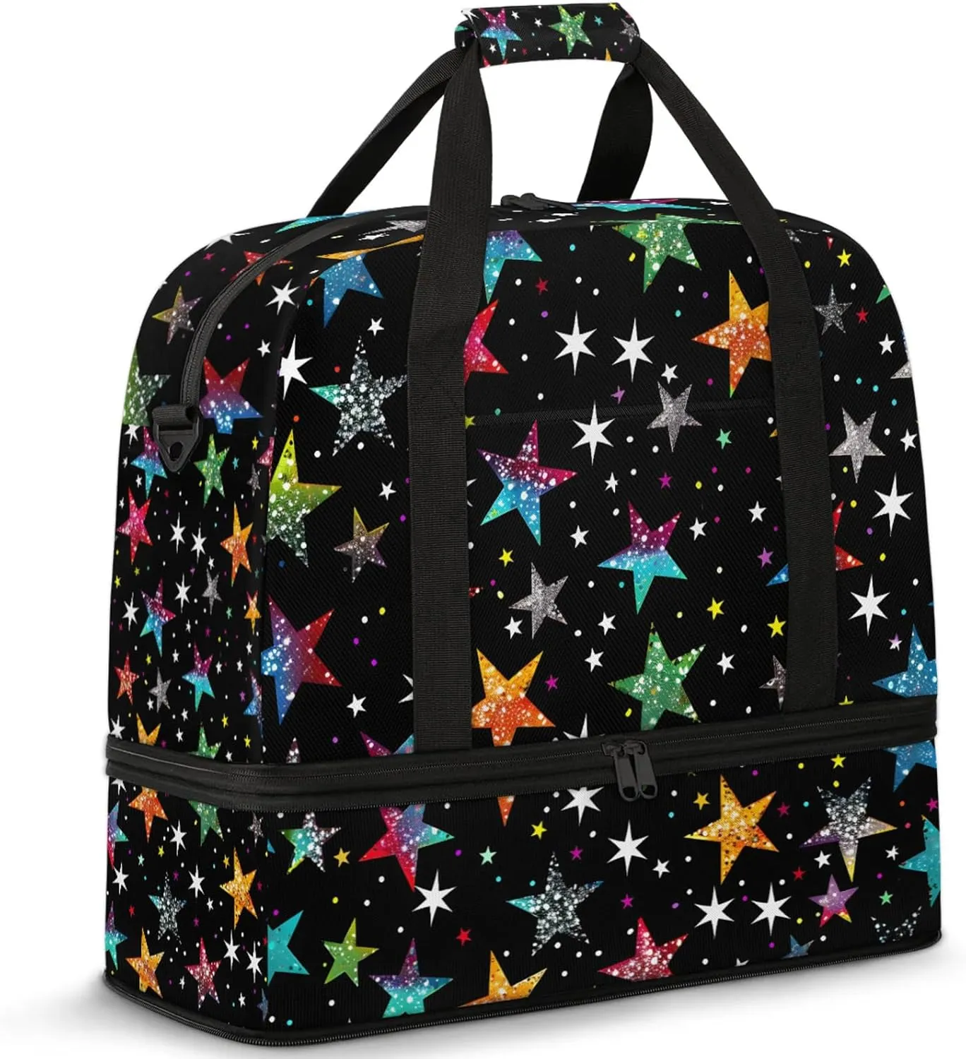 Large Weekender Overnight Bags Colorful Abstract Star Travel Duffel Bag for Women Men Gym Bags With Shoe Compartment Foldie Travel Tote Bag Carry On Personal Item Bag for Travel Gym Sports